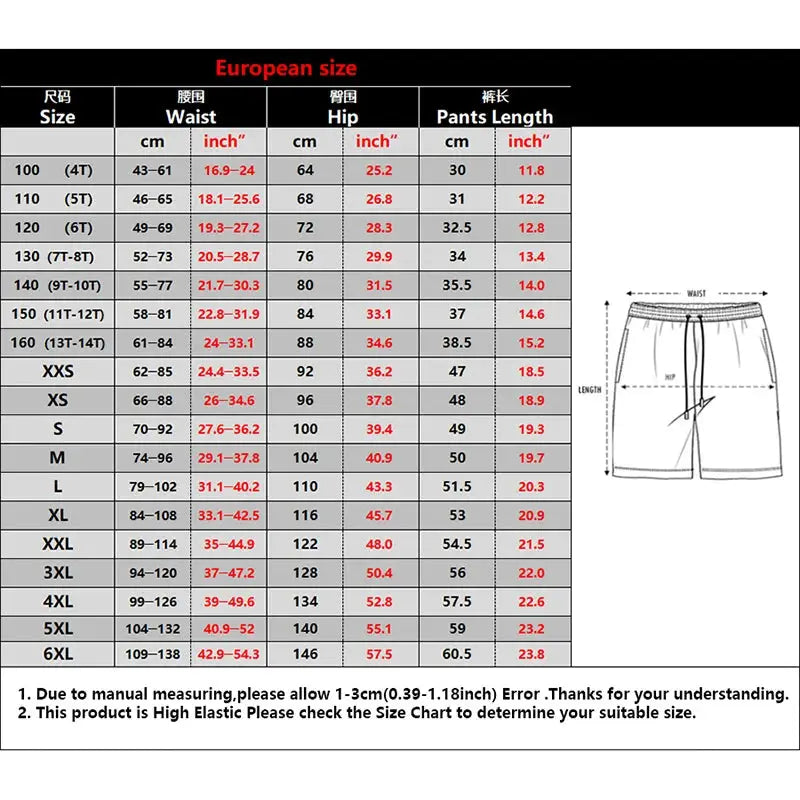 Square splicing-pattern beach shorts for men by Simples Market, colorful plaid quick-dry swim trunks, size chart shown
