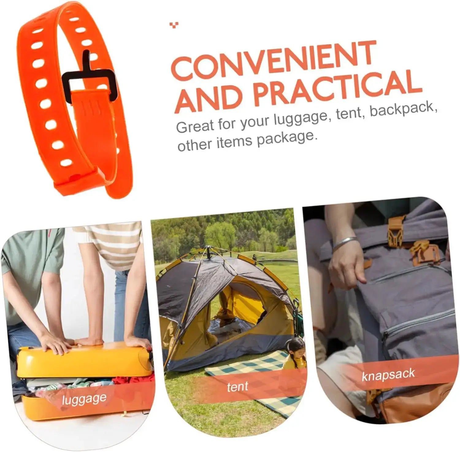 Simples Market orange rubber tension strap cargo belt with buckle for luggage, tent and camping gear