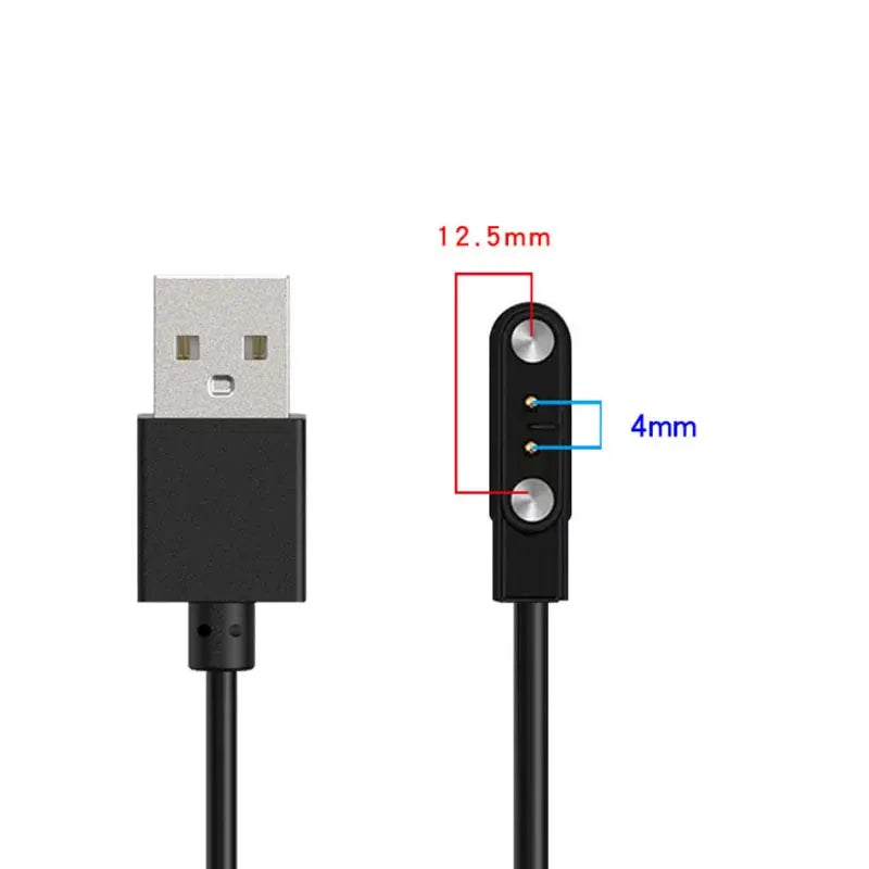 Simples Market smartwatch USB charging cable with two-pin dock charger, black cable