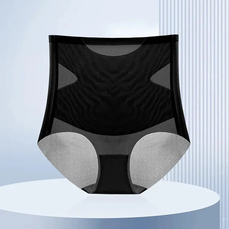 Flarixa high-waist seamless shapewear panties in black with mesh panels, Simples Market