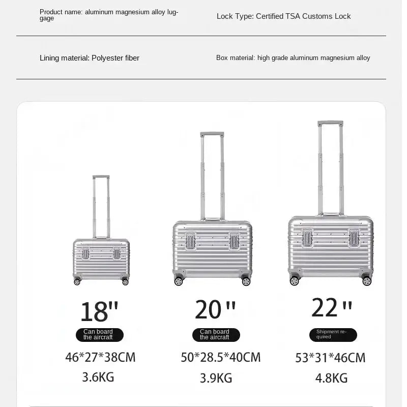 Bunnyfly 18 And 20 Inch Aluminum Alloy Magnesium Carry On Luggage Cabin Size Airline Approved Lightweight Durable