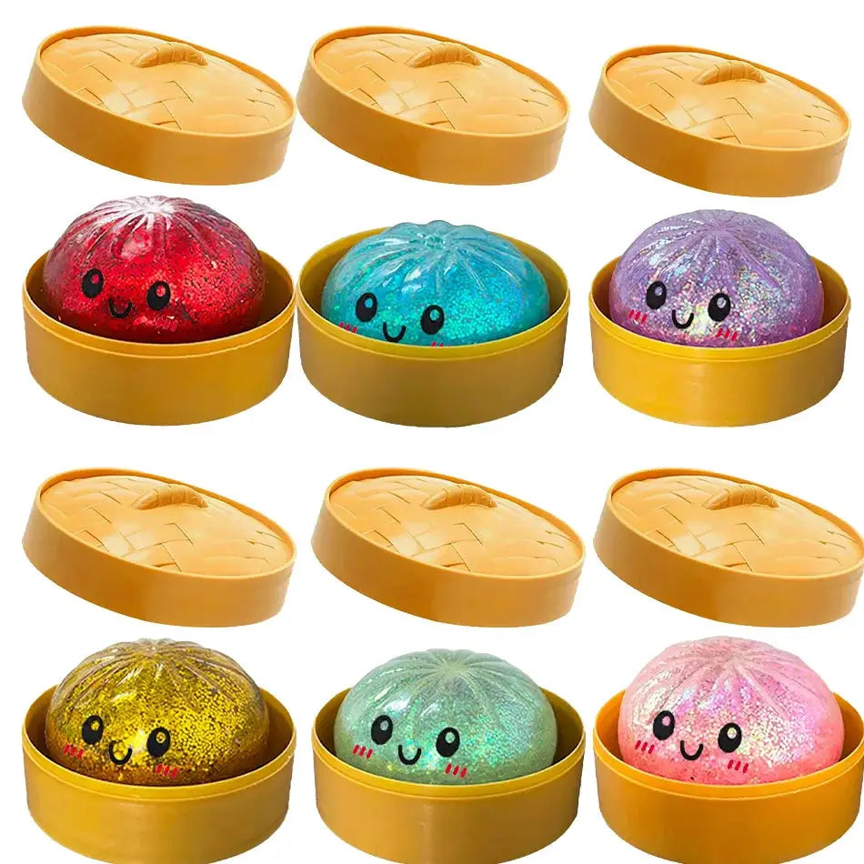 Dumpling Squishies Cute Colorful Bun Toy Slow Rising Stress Relief Fidget for Kids and Adults Anti Anxiety Gift