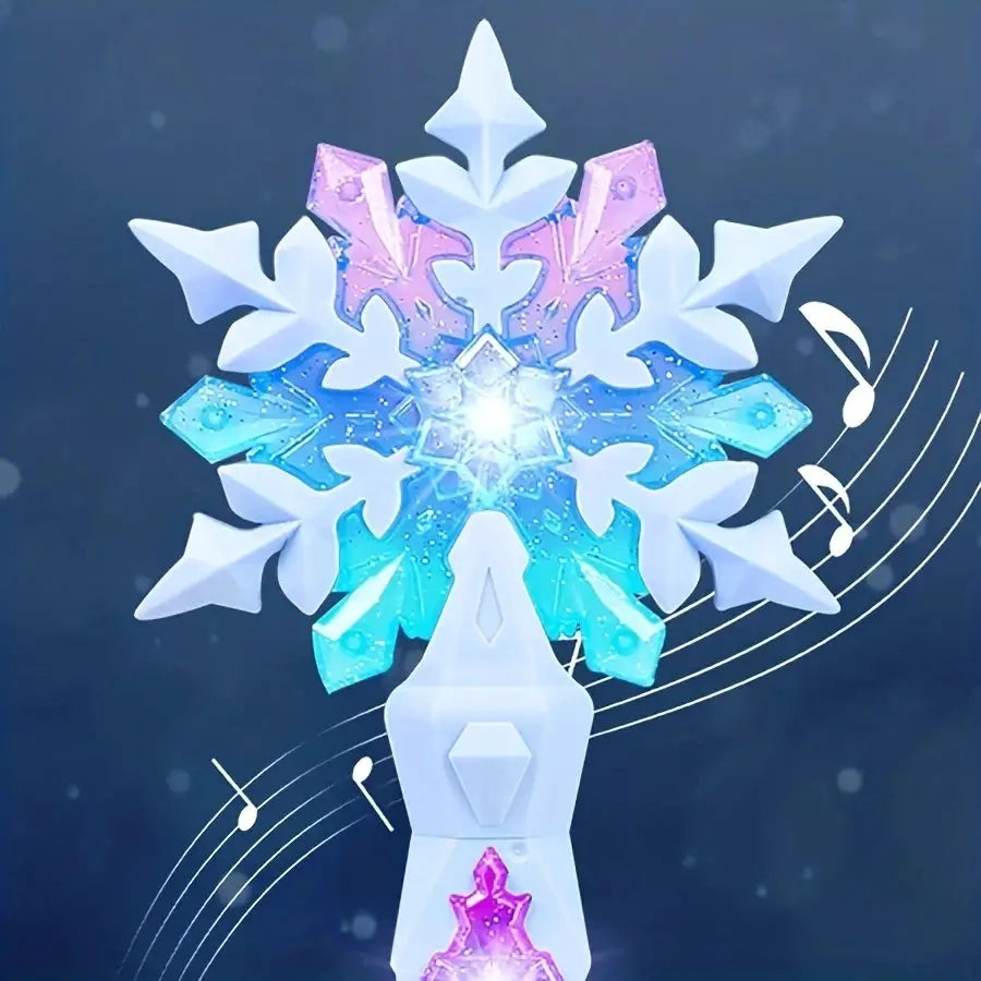 Princess Snow Wand Toy For Girls Glowing Fairy Wand With Light And Sound Snowflake Design For Christmas Halloween
