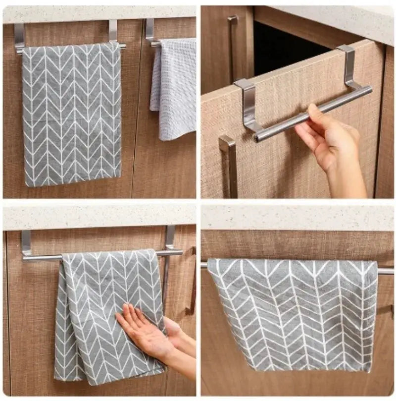 Over Door Stainless Steel Towel Rack Organizer For Bathroom Use