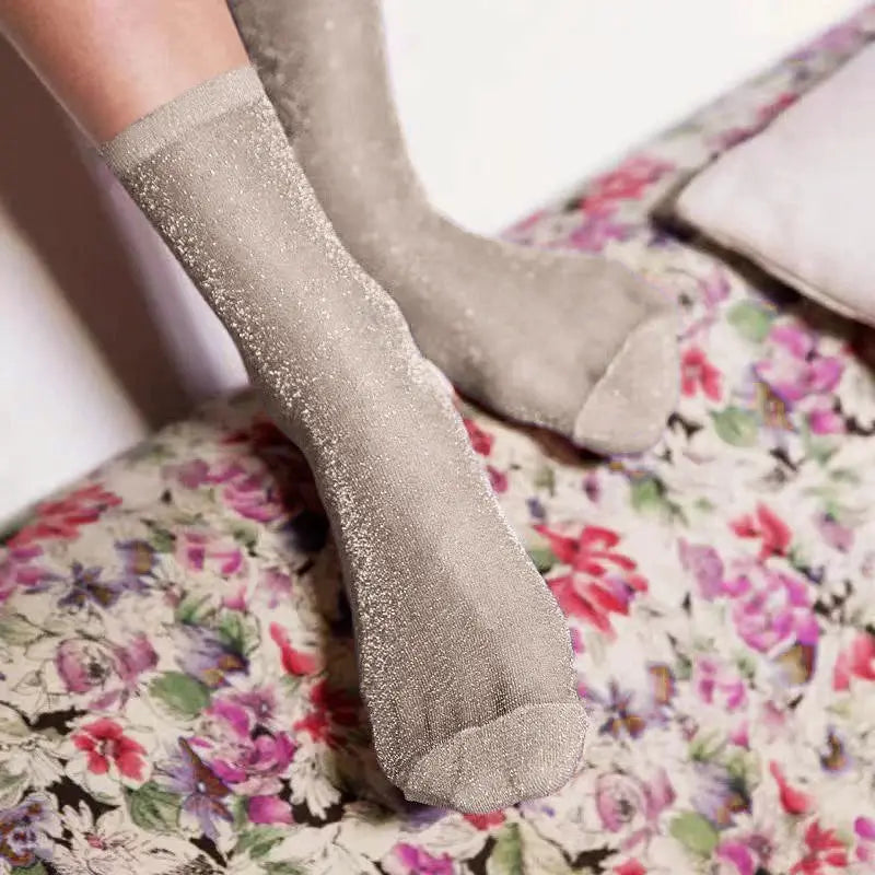 Korean Style Womens Thin Sheer Summer Socks Breathable Lightweight Silk Shine for Luxury Comfort
