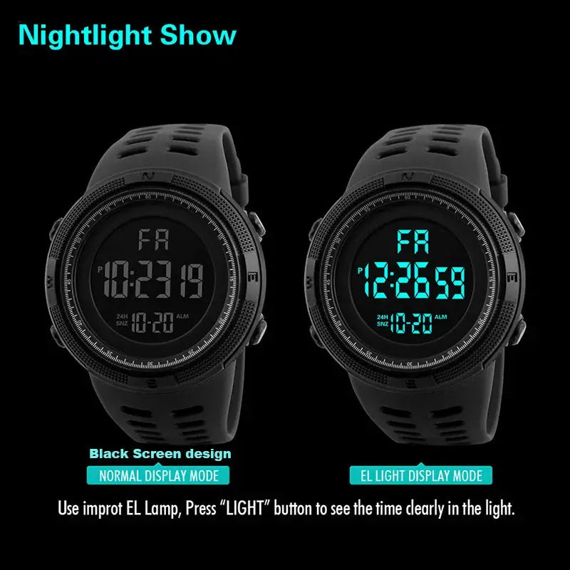 TrailForge Military Sports Digital Watch With Luminous LED Display Shock Resistant Waterproof Durable