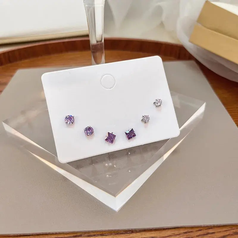 New S925 Silver Needle Stud Earrings Set For Women Girls Simple Cute Exquisite Mini Jewelry Gift Wholesale Direct Sales