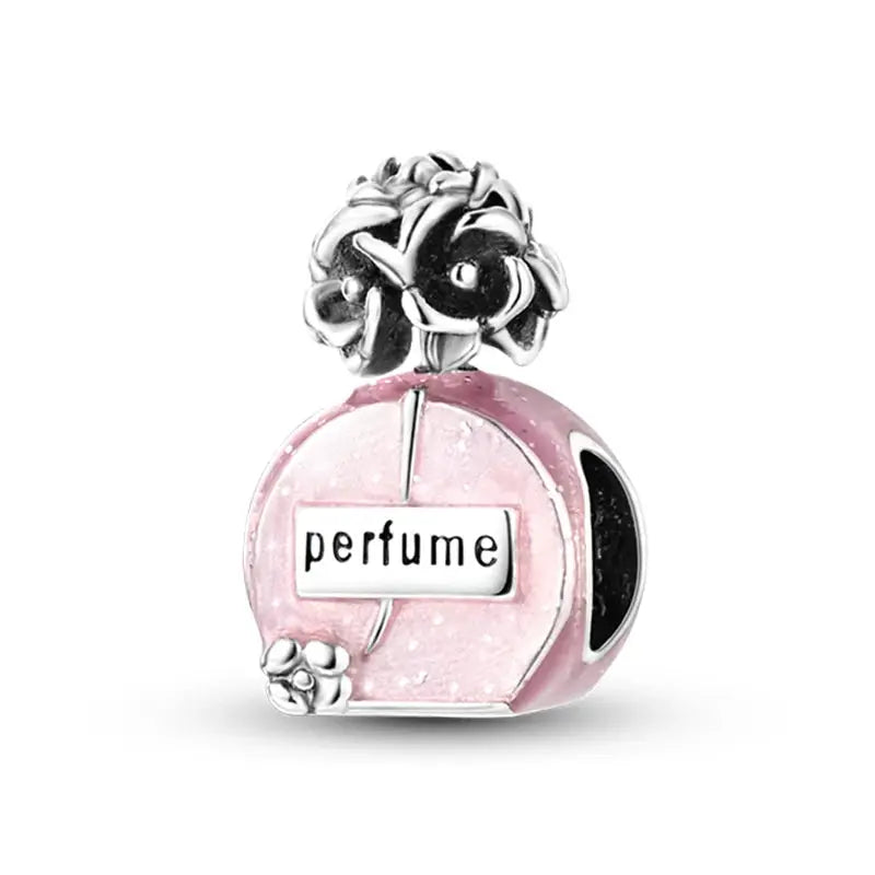 925 Silver Plated Magic Mirror Perfume Princess Angel Pink Charms Beads Fit Pandach 925 Bracelet Fine DIY Jewelry