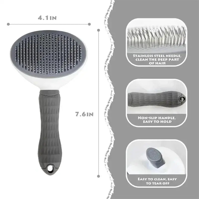 PetCare Pro Self Cleaning Pet Hair Remover Brush For Dogs And Cats Detangles Fur Removes Dander Easy Grooming