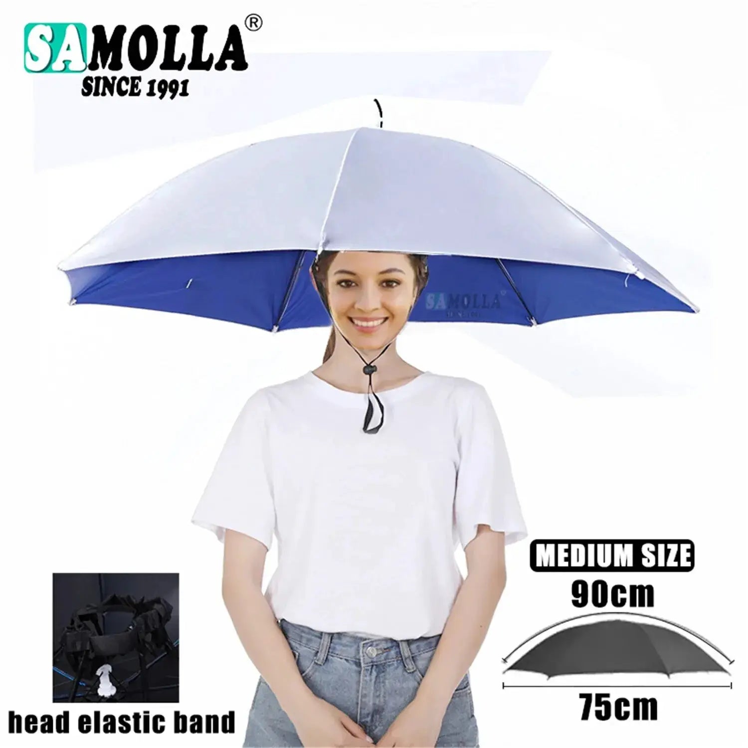 Foldable Rain Umbrella Hat With Sun Shade And Double Layer UV Protection Waterproof For Fishing Beach Hiking
