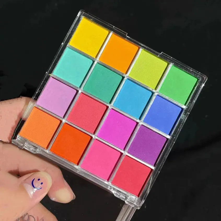 16 Grid 16 Color Solid Rubbing Powder Palette For Nail Art DIY Gradient Smudge Pat Pat Powder Seamless Finish