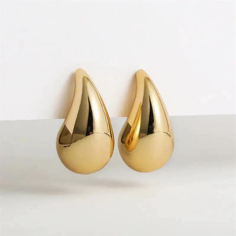 Vintage Chunky Dome Drop Earrings For Women Gold Plated Stainless Steel Teardrop Statement Wedding Jewelry Gifts