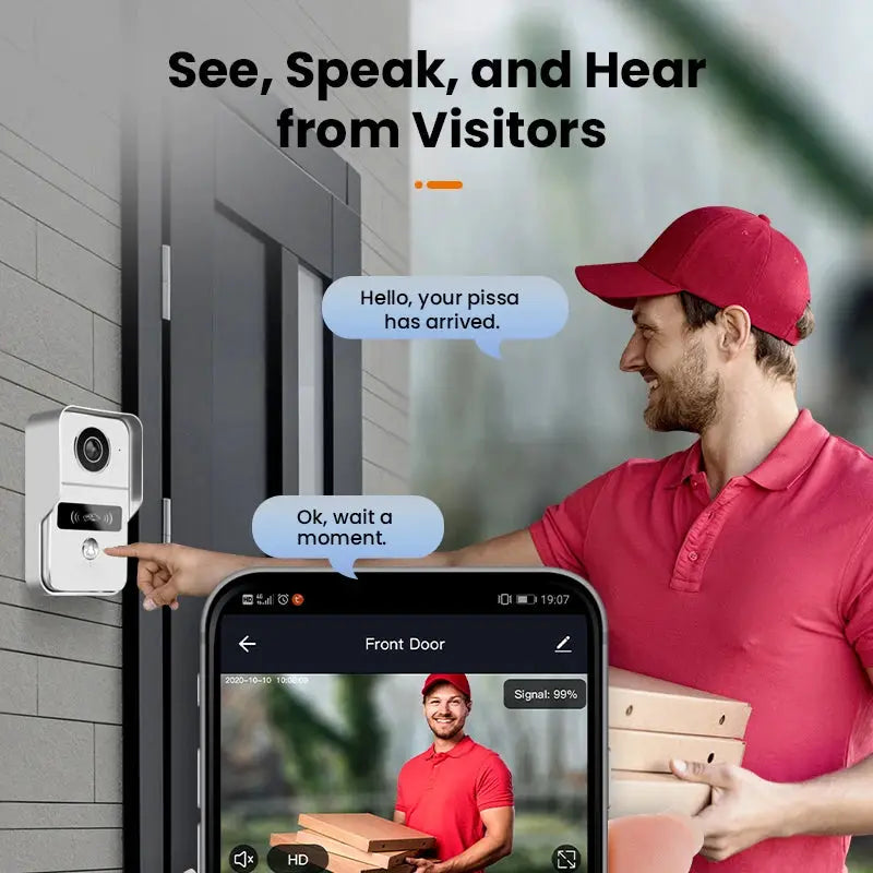 Tuya Smart 1080P WiFi doorbell camera with IR HD video, silver unit, RJ45/PoE options by Simples Market