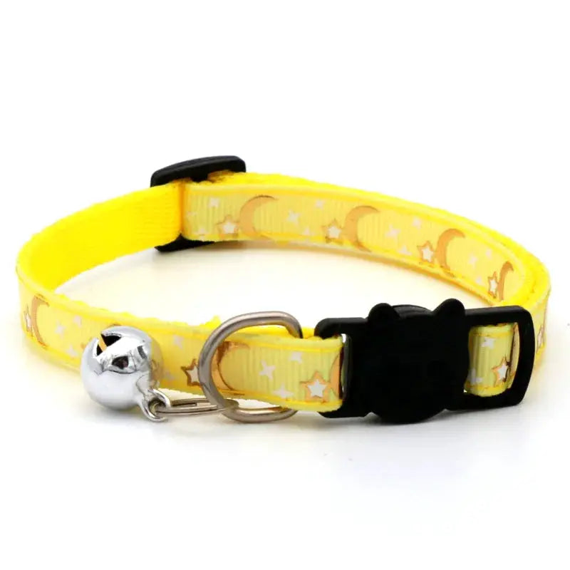 Cartoon Star Moon Cat Collar With Bell Adjustable Breakaway Safety Necklace For Cats And Small Dogs