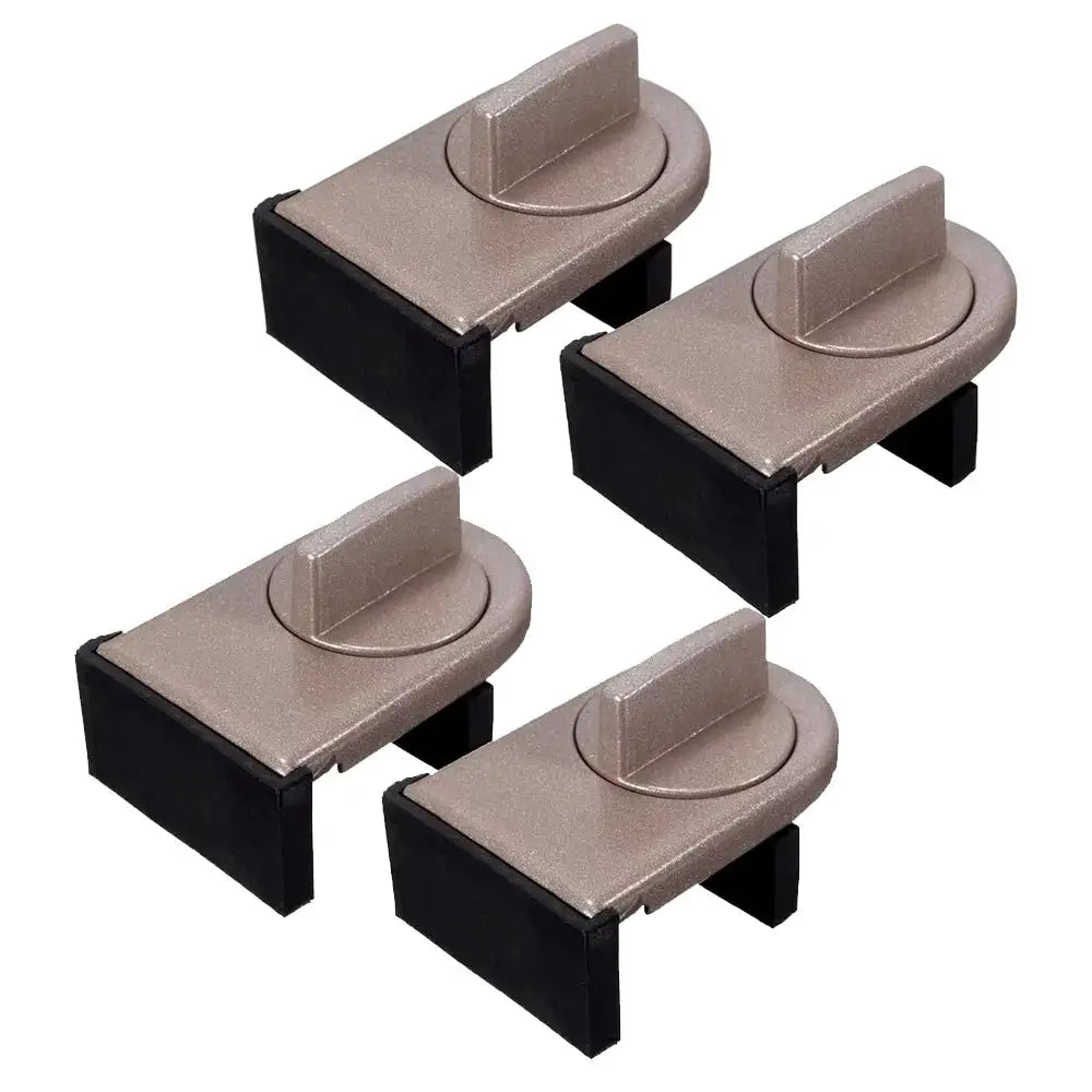 Simples Market window safety lock set, aluminum alloy sliding locks in beige with black bases, 4-pack