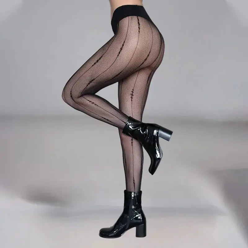 Kave High Elastic Hollowed Lace Fishnet Tights With Ultra Stretch Nylon And Reinforced Toe For Women
