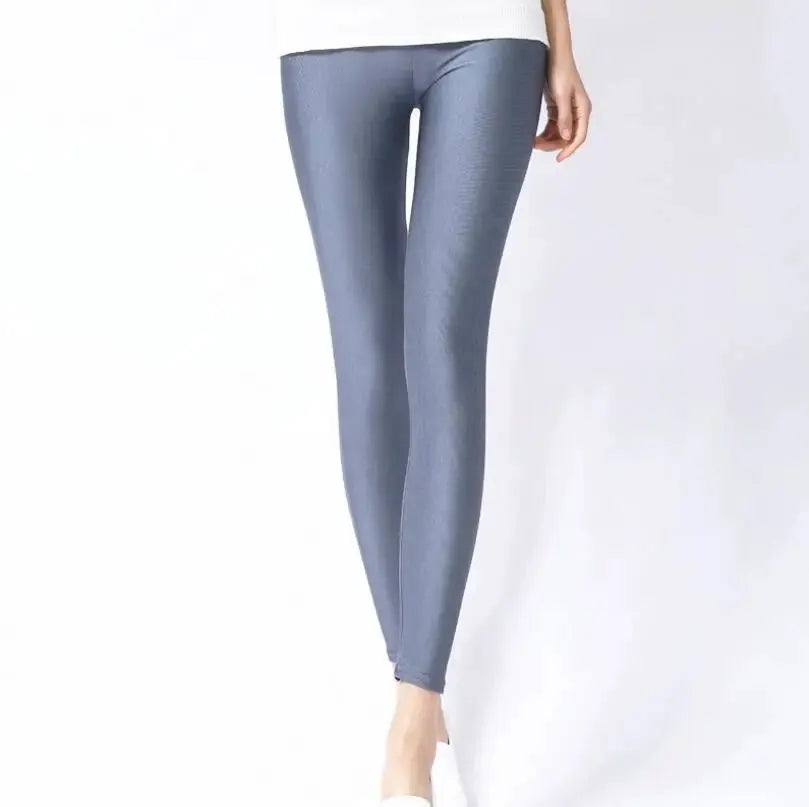 VivaWear Spring Solid Candy Neon Leggings For Women High Stretch Breathable Polyester All Day Comfort
