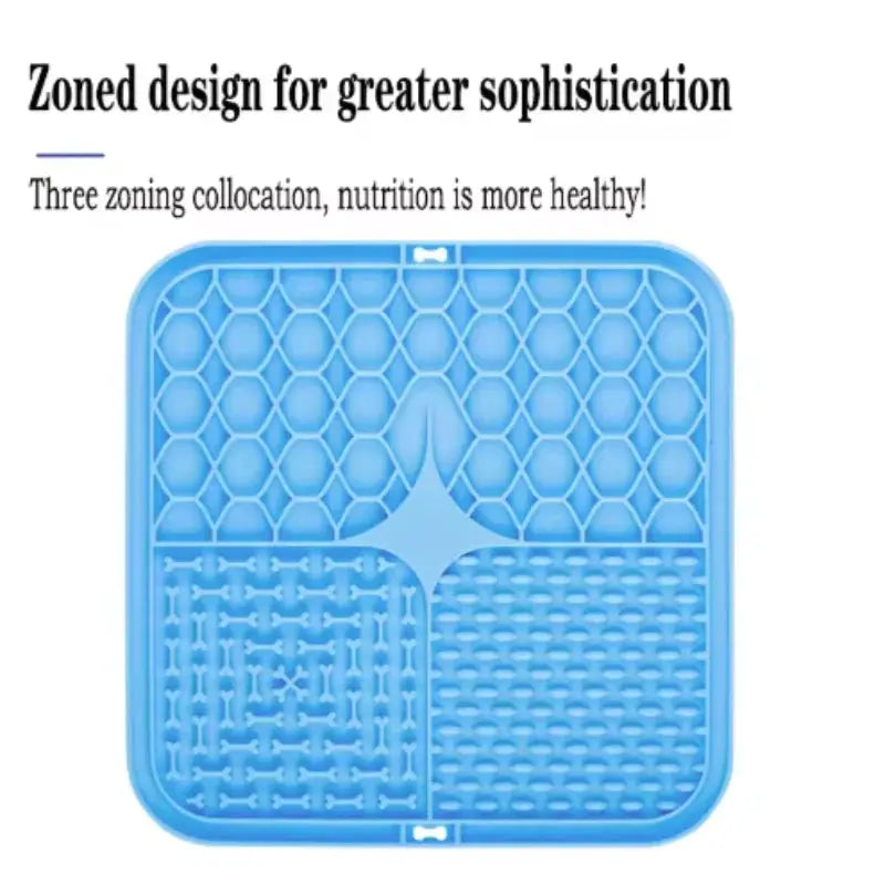 Dog lick silicone mat by Simples Market with three textured zones for slow feeding