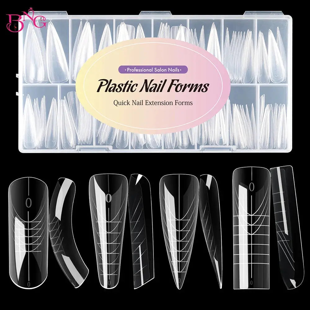 Wide Size Dual Form Nail Molds For Quick Build UV Gel Extensions Square Coffin Almond Shapes