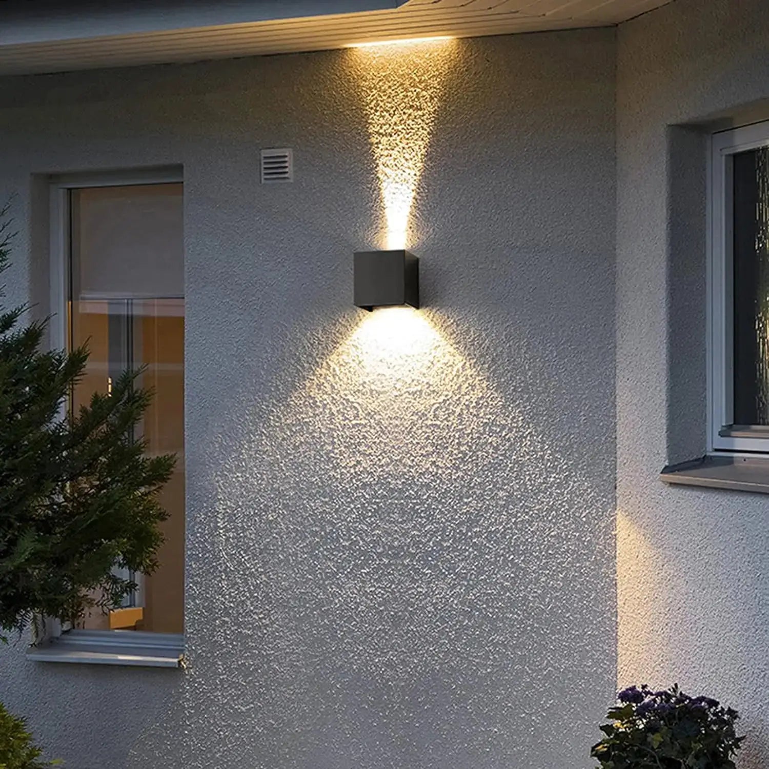 MARPOU LED wall lamp black outdoor IP65-rated wall light with upward and downward illumination