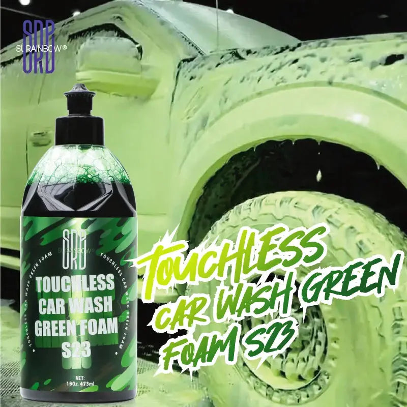 Green Foaming Car Wash Soap bottle by Simples Market with green label; 16 oz for touchless car wash.