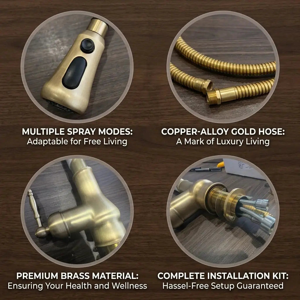 2026 Articulated Kitchen Faucet with pull-out spray in antique bronze by Simples Market