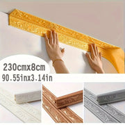 230cm foam wall edge strip stickers, gold decorative self-adhesive waterproof trim; Simples Market, 4 color options.