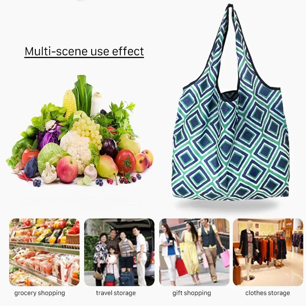 EcoCarry Large Foldable Reusable Tote Bag Made From 190T Polyester For Grocery Shopping Beach Storage
