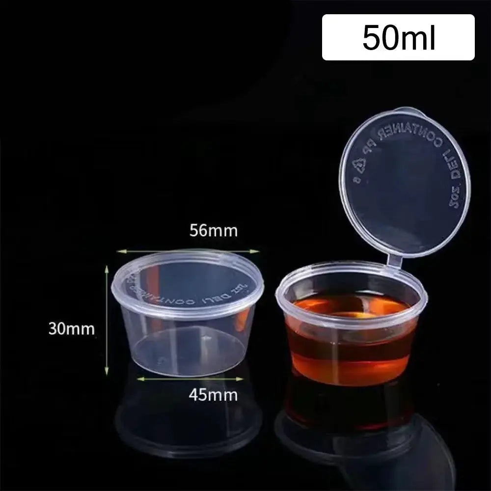 Clear Plastic Sauce Jars With Lids Set 50 To 200 Pcs Small Sauce Cups Disposable Food Containers For Kitchen Storage