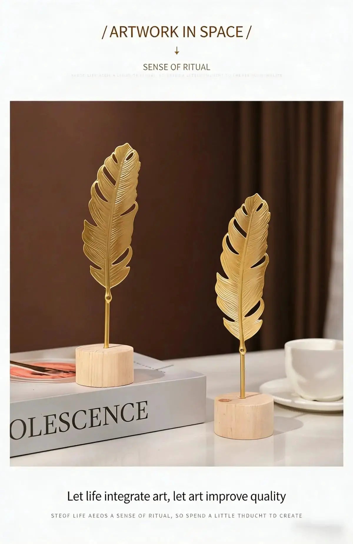 Nordic Style Iron Ginkgo Leaf Ornament 1 Piece Luxury Metal Home Decor for Living Room Foyer and Wine Cabinet - Simples Market