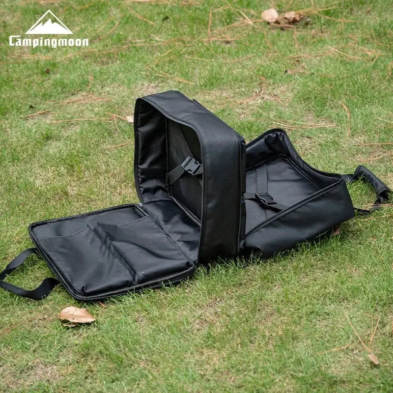 CampingMoon BK-46 large capacity storage bag for camping, black modular storage with multiple compartments.