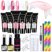 LIMEGIRL 6-piece nail gel extension kit with 15ml UV/LED gels, base/top coats and mini lamp