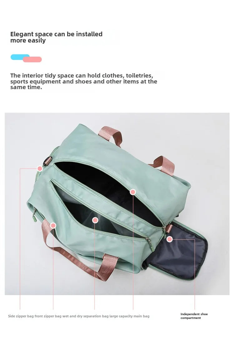 Fitness bag by Simples Market, mint green multi-functional travel yoga bag with dry-wet separation and shoe compartment