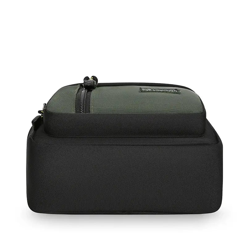 Modern men's oxford crossbody bag, stylish and durable design, view from the top with multiple compartments.