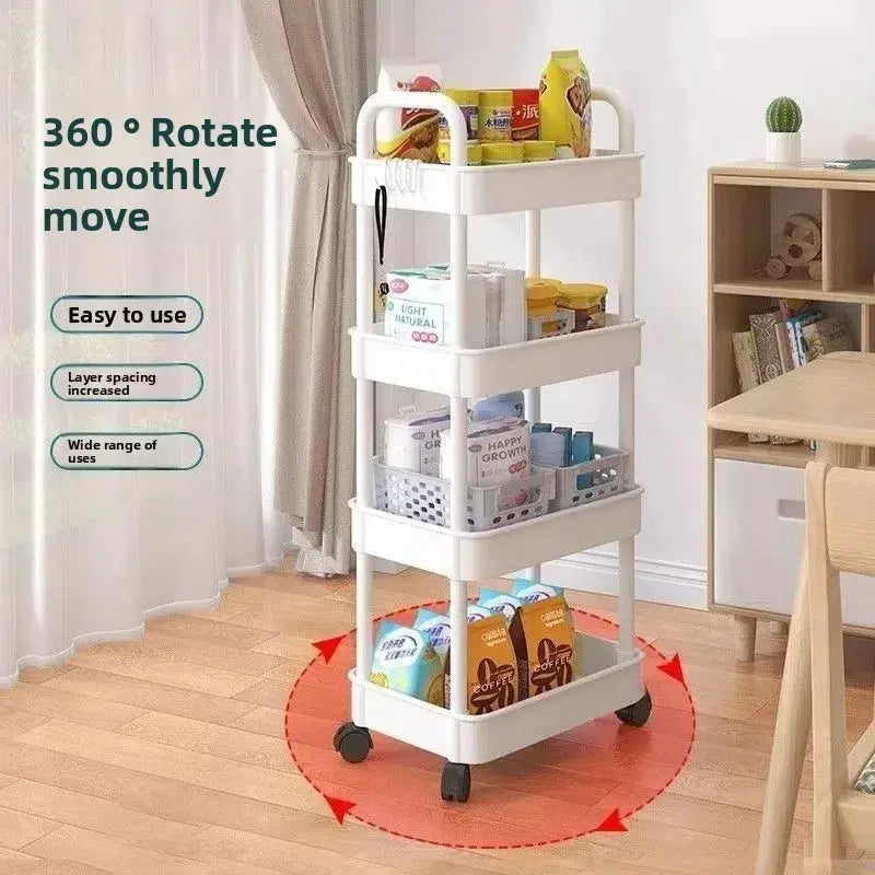 5 Layer Kitchen Storage Shelf Mobile Trolley Floor Standing Multi Layer Rack For Bookshelf Snacks Fruits Vegetables