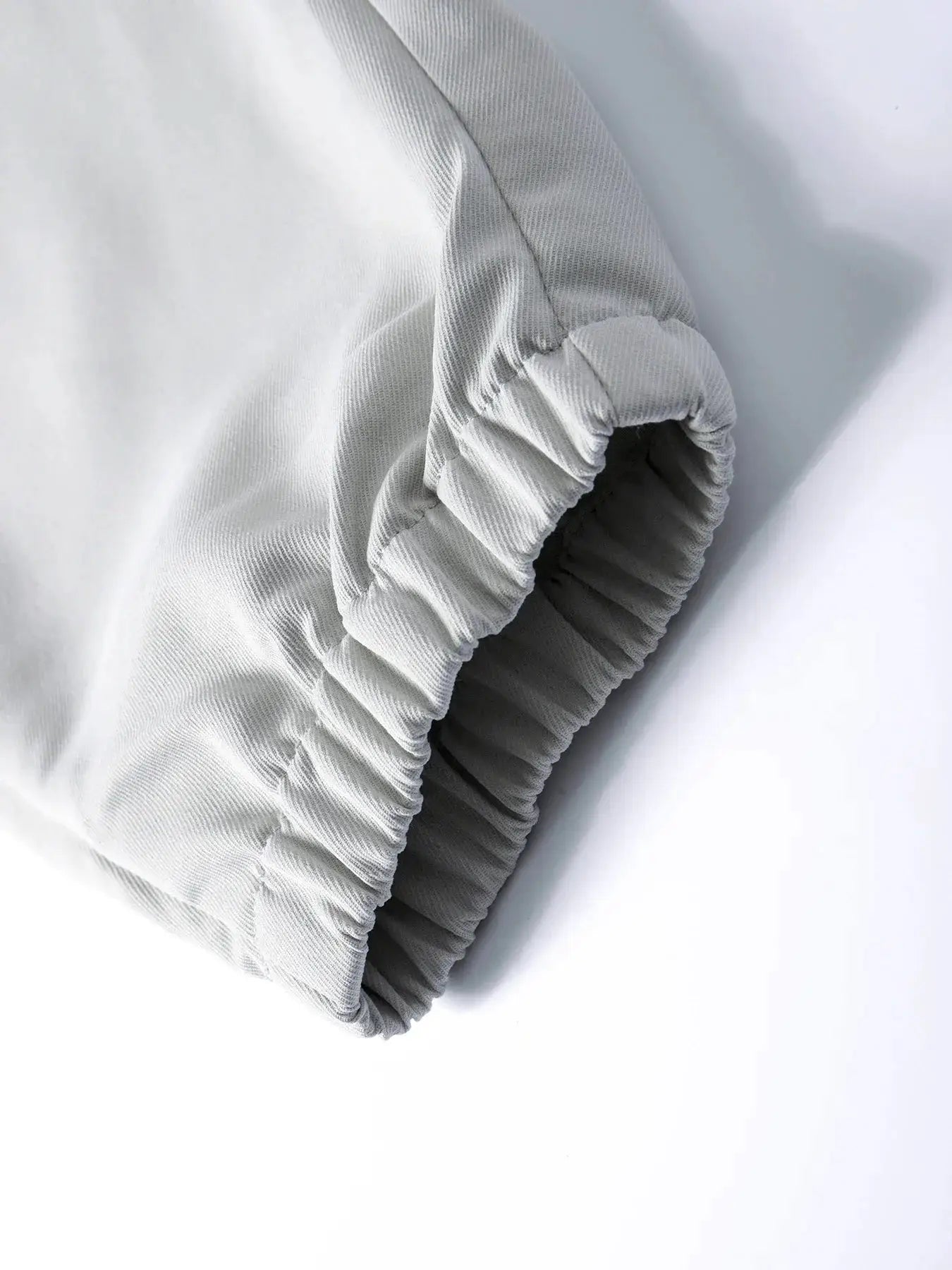 Men's casual cargo sweatpants, light gray fabric with elastic ankle cuffs