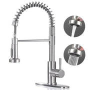 PHANCIR brushed nickel kitchen faucet with pull-down sprayer, single-handle, 1/3-hole adaptable by Simples Market