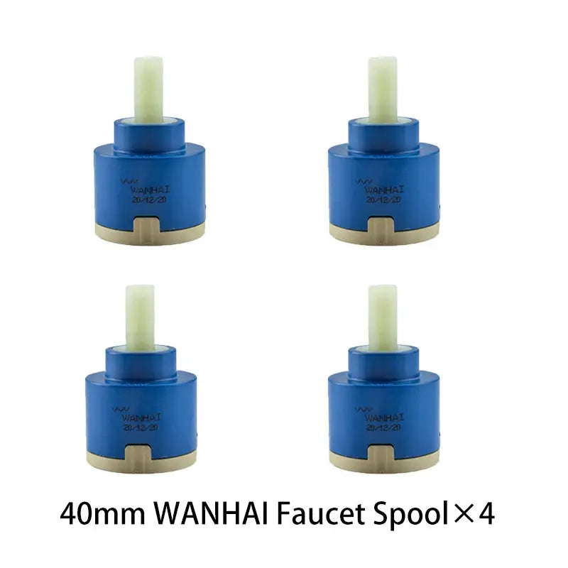 4 blue WANHAI faucet valve cores with beige bases, 40mm ceramic cartridge