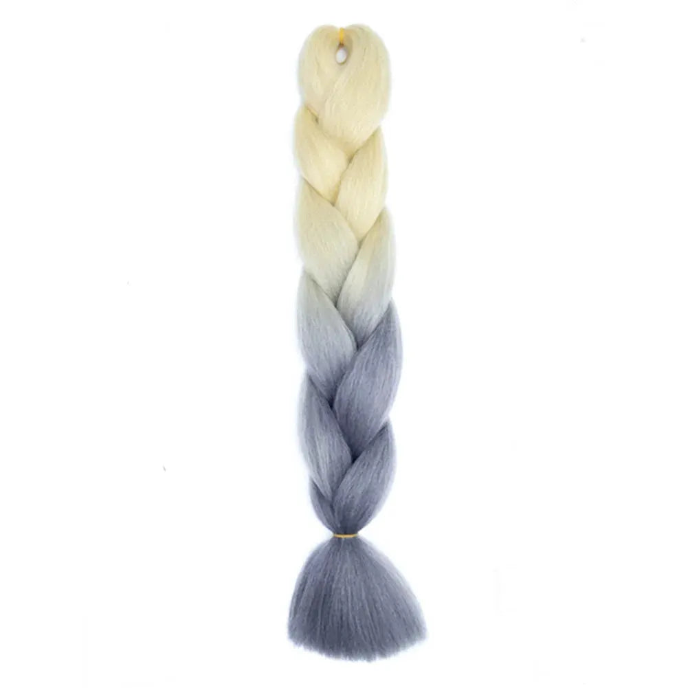 24-inch jumbo braiding hair extension in blonde-to-blue ombre, synthetic Afro crochet braid
