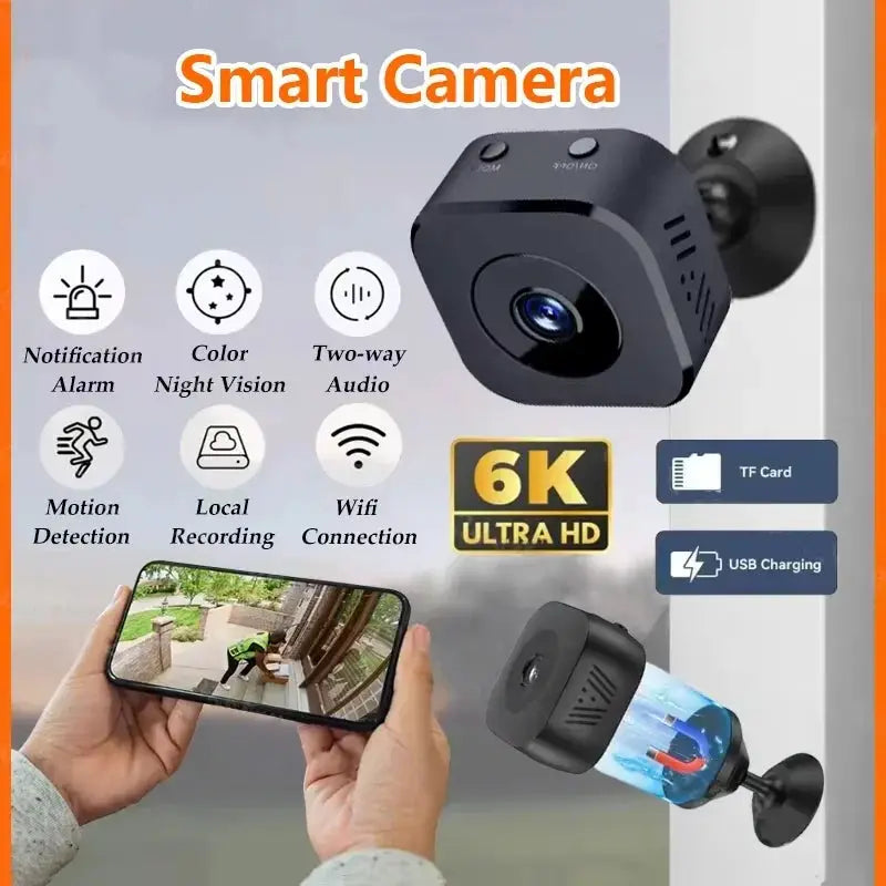 Simples Market 4K Full HD Mini WiFi Security Camera Pro with 2-Way Audio, Motion Detection and Night Vision