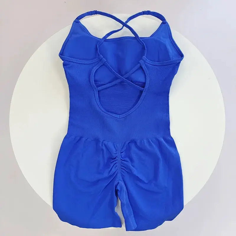 FlexFit Seamless Peach Hip Yoga Jumpsuit Quick Dry Stretch Knit Fabric With Removable Pads