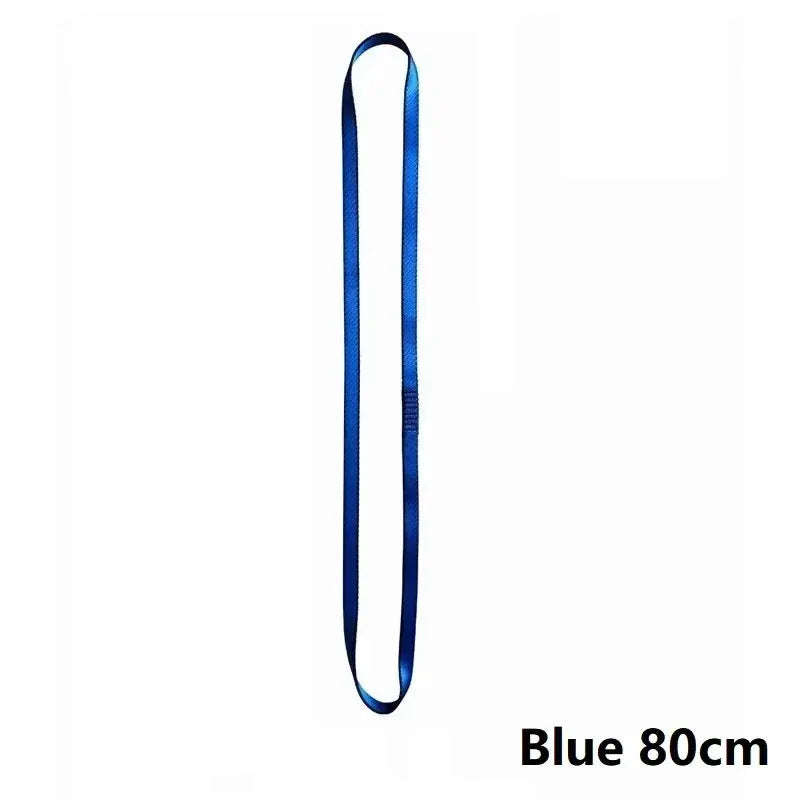 Blue 80cm rock climbing sling belt, high-strength polyester strap