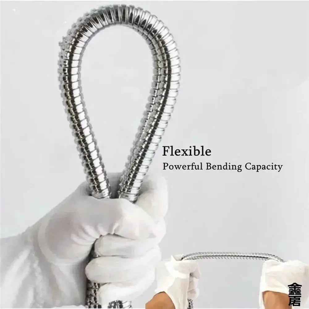 Simples Market flexible stainless steel shower hose, chrome braided, coiled loop