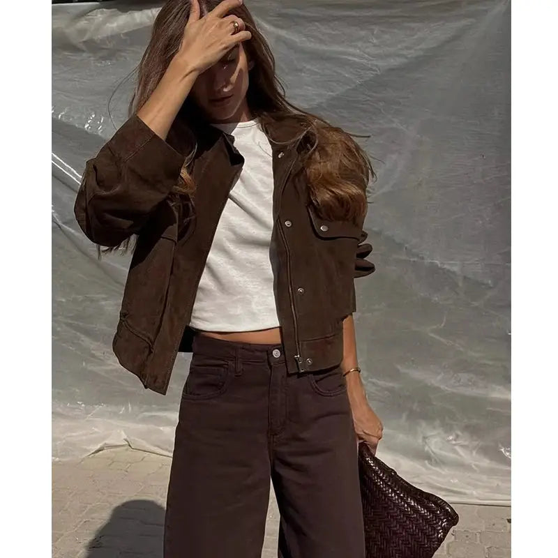 LuxeWear Autumn Womens Loose Warm Jacket With Big Pockets Street Chic Cozy Coat For Daily Wear
