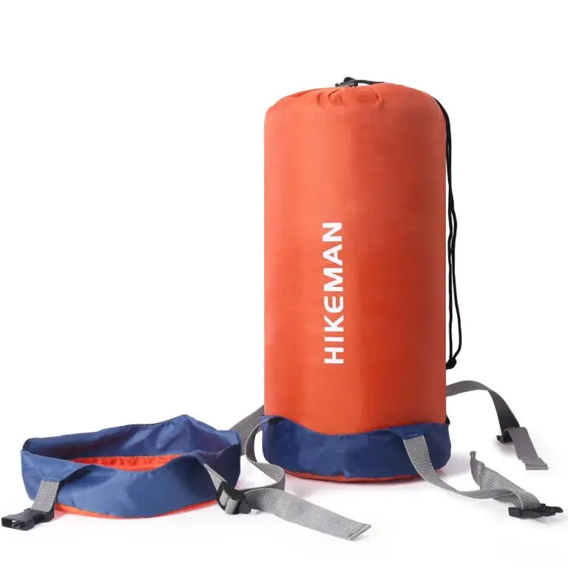 Sleeping bag compression storage bag, orange with blue base, HIKEMAN