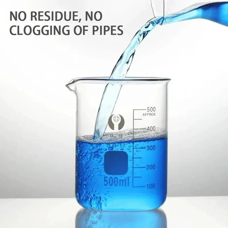 Car windshield washer tablets; blue cleaning fluid shown in a beaker