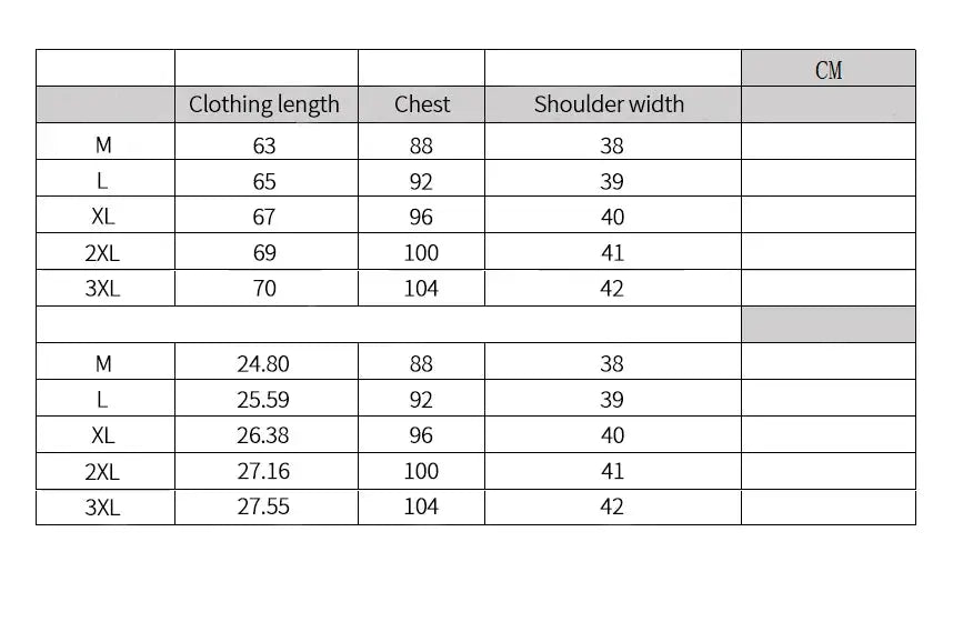 CH Men vertical striped knit polo shirt size chart showing cm and inch measurements for M to 3XL by Simples Market