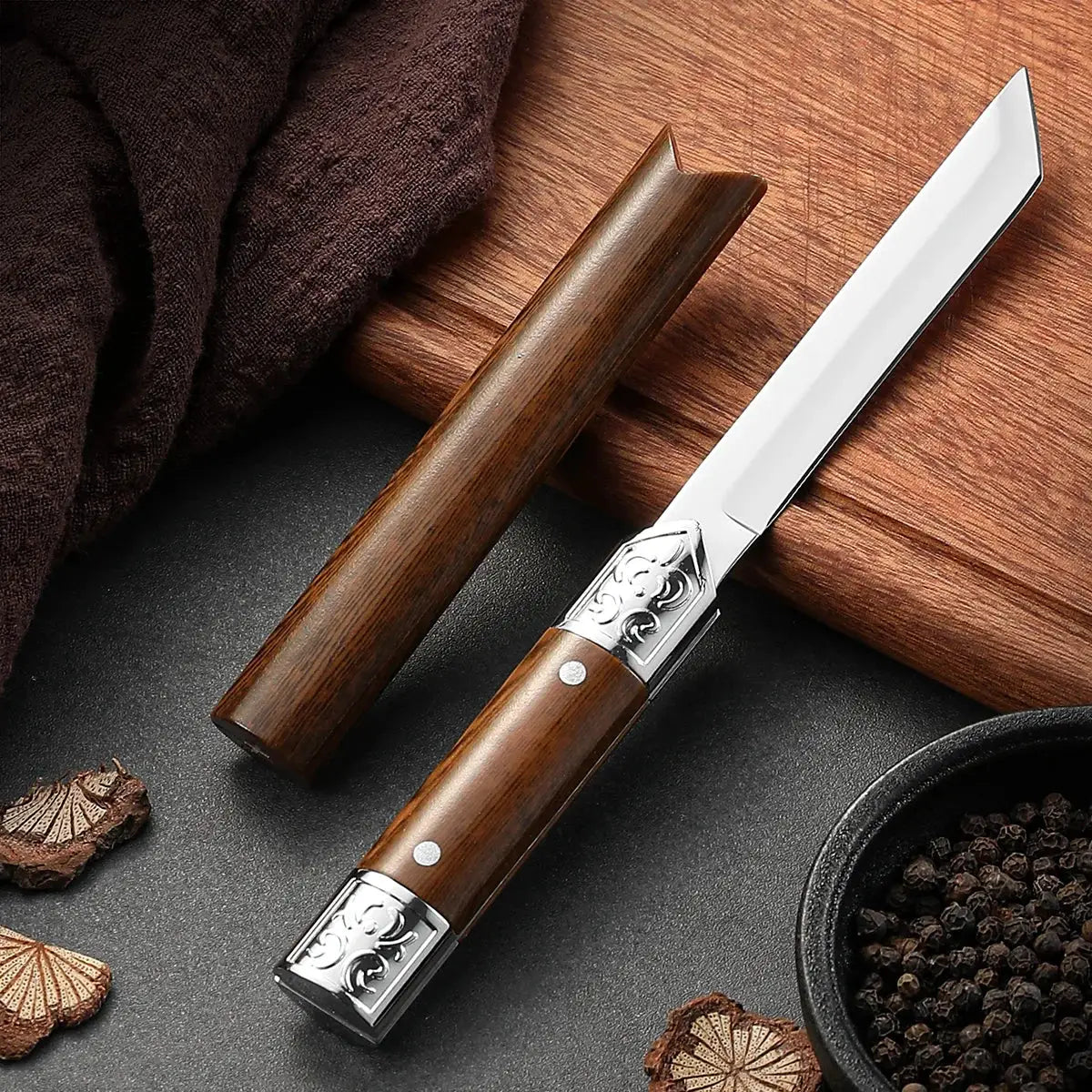 Shenjiu Fruit Knife Fixed Blade Portable Outdoor Small Kitchen Knife High Hardness Stainless Steel Sharp Edge