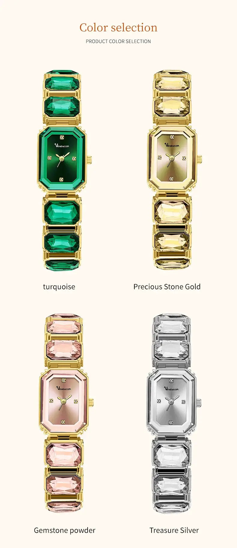 Simples Market women's square watch with rhinestone stainless steel bracelet; 4 color variants.