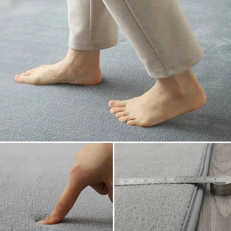 VIKAMA coral velvet carpet, soft non-slip grey rug for living room and kids play area, large area mat for home decor.